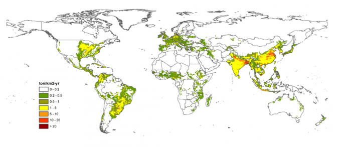 Nitrogen emissions from agriculture in the base period (2001-2005)