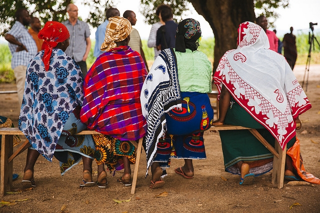 Women attend a local farmer’s meeting in Kilosa, Tanzania.