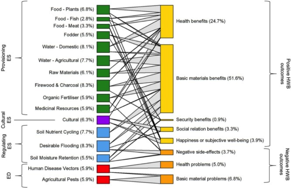 Figure 1: Farmers link ecosystem services and disservices to their well-being