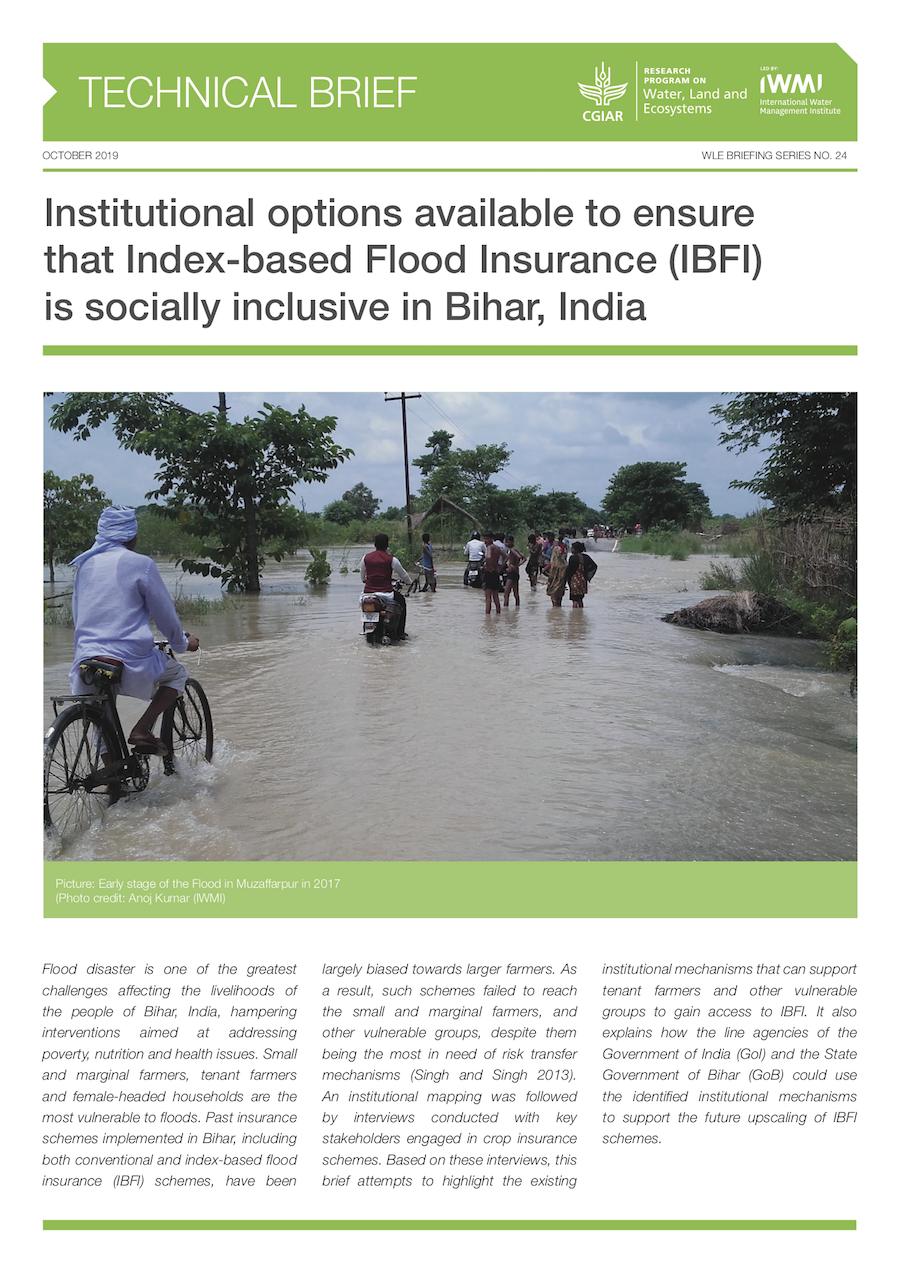 Institutional options available to ensure that index-based flood insurance (IBFI) is socially inclusive in Bihar, India