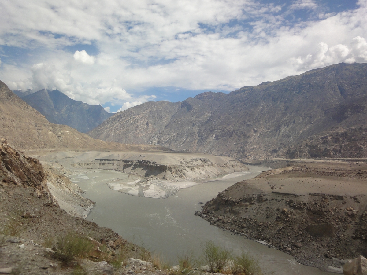 The confluence of the Indus and Gilgit rivers in northern Pakistan.