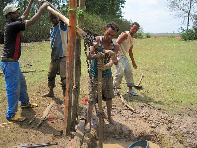 Simple well drilling in Ethiopia.
