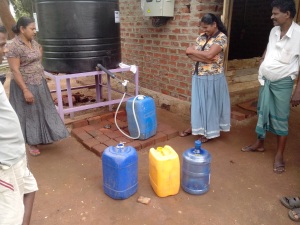 A riverse osmosis machine in Medawachiya supplies villagers with their daily drinking water requirements
