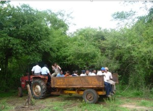 Inspecting irrigation sites in the only available mode of transport