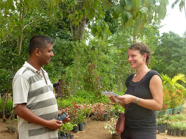 Katharina interviews a nursery owner interested in buying compost from municipal solid waste
