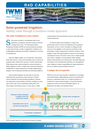 R4D Capabilities - Solar-powered irrigation