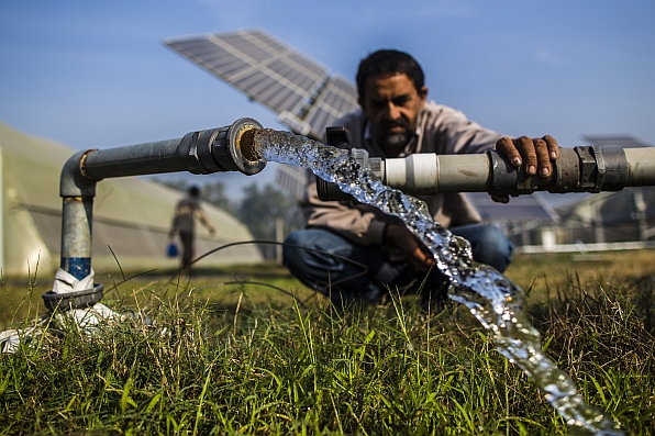 Pumping groundwater with the energy generated from solar panels 