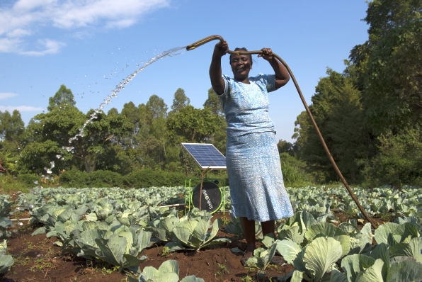 Irrigating a farm using solar powered water pump in Kenya