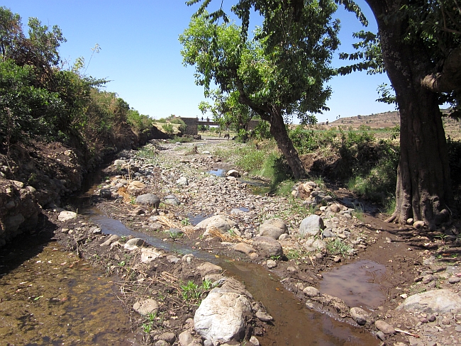 Small canal created by the farmers to divert water to their crops. Photo: Prue Loney/ IWMI