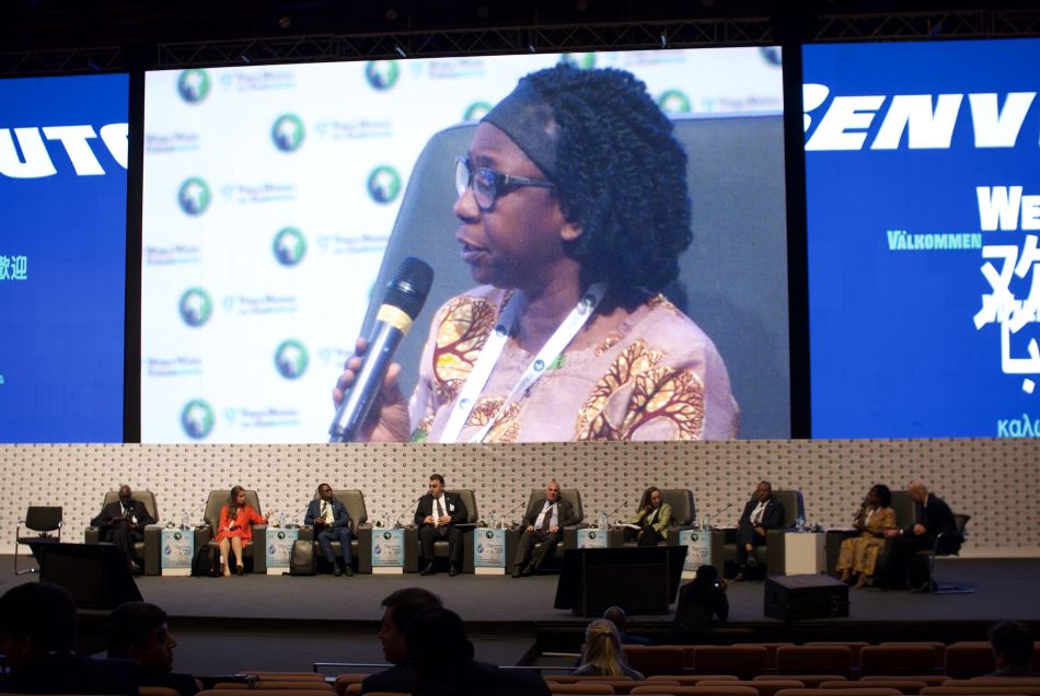 IWMI West Africa Representative Olufunke Cofie speaking on the 'On the road to the UN 2023 Water Conference' session at the 9th World Water Forum