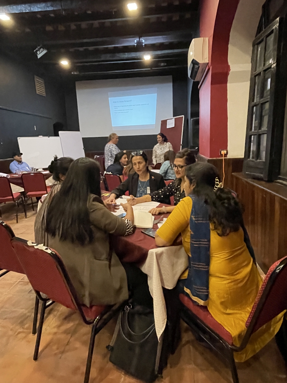 Women professionals discussing potential solutions to enhance women’s leadership in the WEFE sector in Nepal. Photo credit: Gitta Shrestha / IWMI