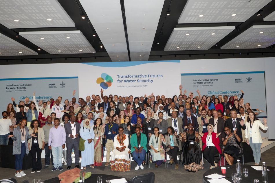 Group photo from the Transformative Futures for Water Security conference, where over 175 delegates came together to create high-ambition missions for the future of water (Credit: Kgothatso Mophosho).