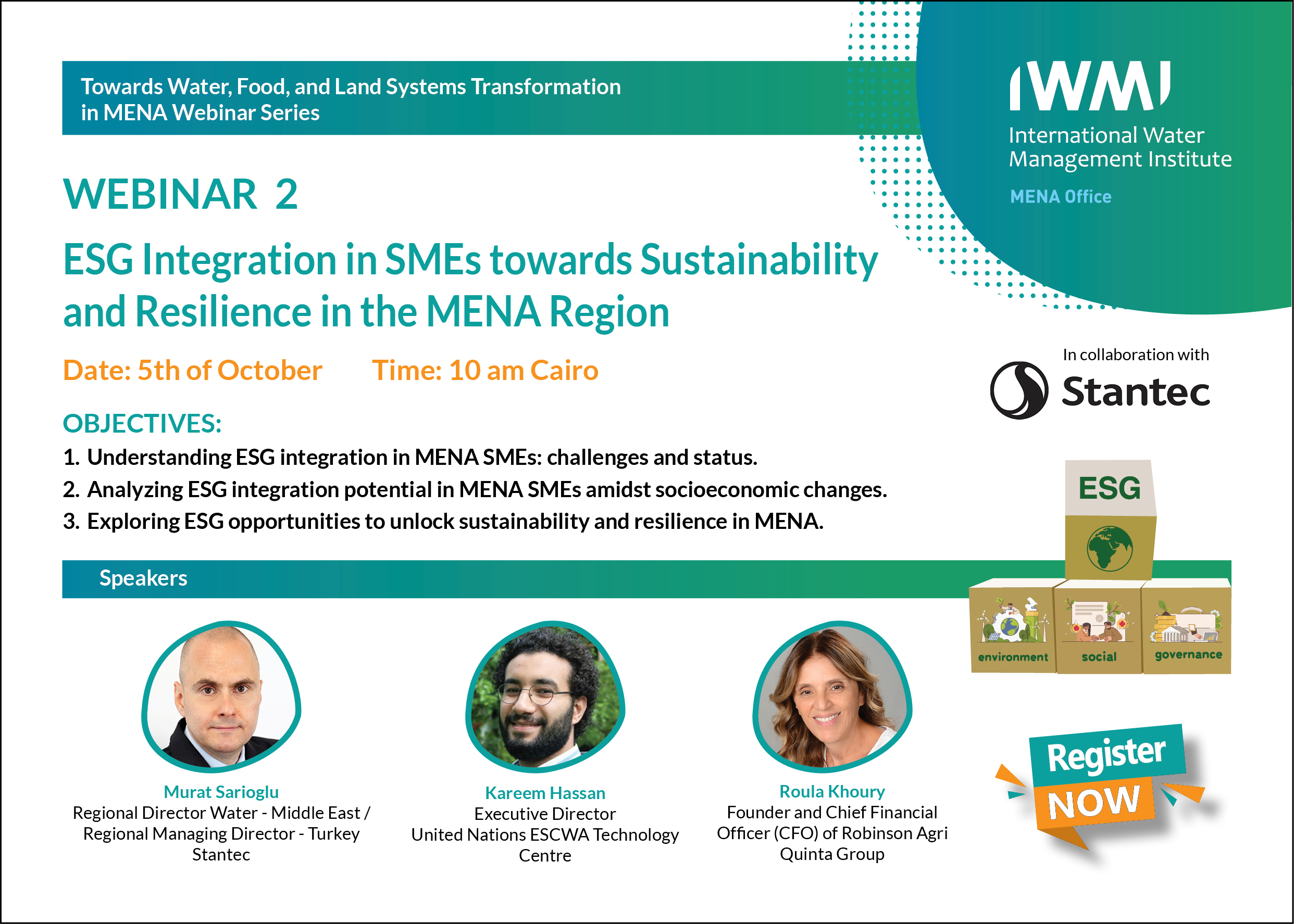 IWMI MENA Webinar 2: ESG Integration in SMEs towards Sustainability and Resilience in the MENA Region