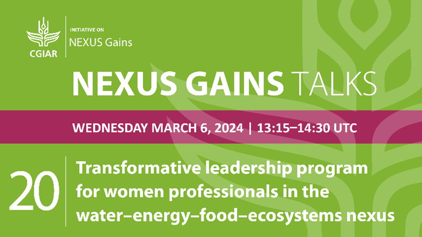 NEXUS GAINS Talks: Transformative leadership program for women professionals in the water–energy–food–ecosystems nexus